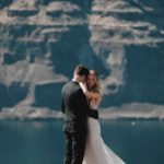 bride and groom hugging
